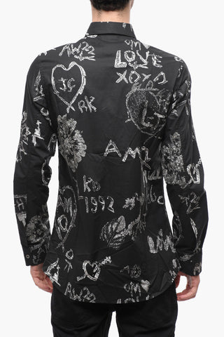 Standard Collar Printed Cotton Shirt