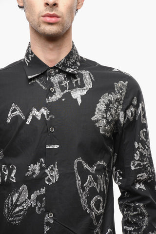 Standard Collar Printed Cotton Shirt