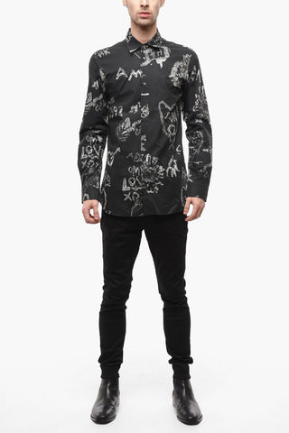 Standard Collar Printed Cotton Shirt
