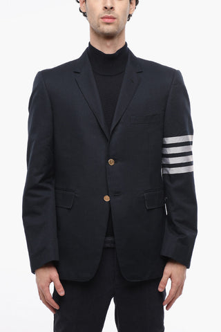 Blazer Semifoderato in Cotone con Righe Laterali