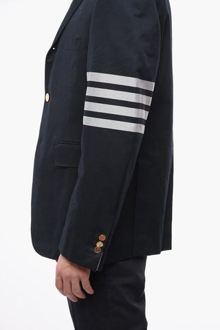 Blazer Semifoderato in Cotone con Righe Laterali