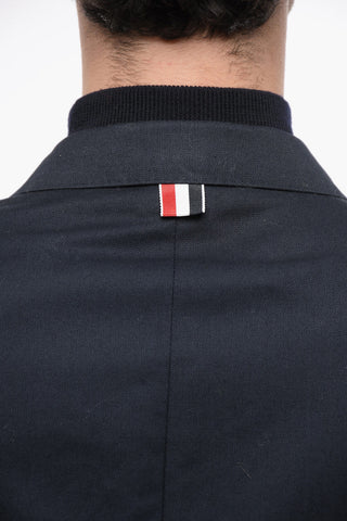 Blazer Semifoderato in Cotone con Righe Laterali