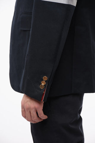 Blazer Semifoderato in Cotone con Righe Laterali