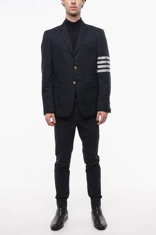 Blazer Semifoderato in Cotone con Righe Laterali