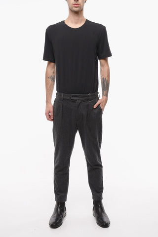 Solid Color Single-Pleat Pants with Belt Loops
