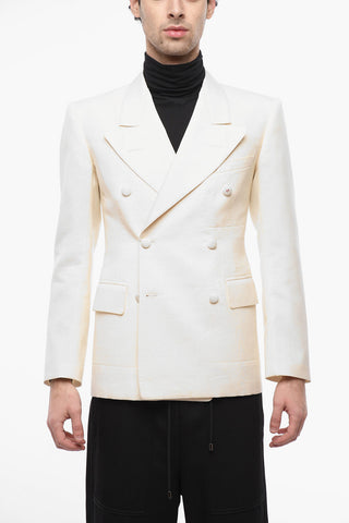 UNISEX MM4 Mohair Blend Double-breasted Blazer with Peak Lapel