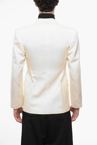 UNISEX MM4 Mohair Blend Double-breasted Blazer with Peak Lapel