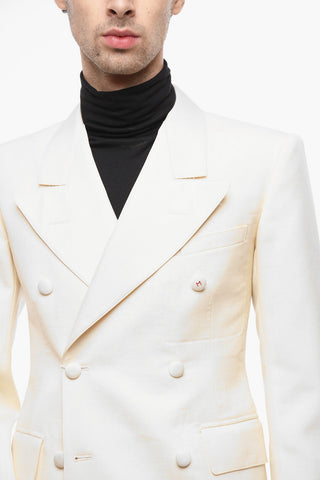UNISEX MM4 Mohair Blend Double-breasted Blazer with Peak Lapel