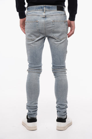 Zipped PAISLEY Skinny Fit Biker Denims