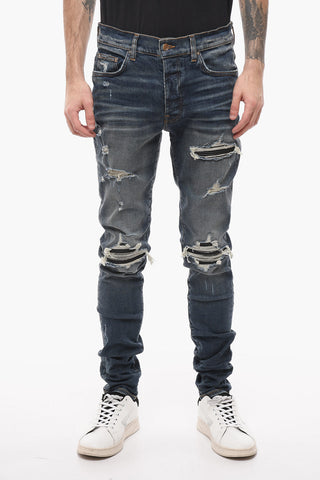 Distressed Stone-Wash Skinny Fit Jeans