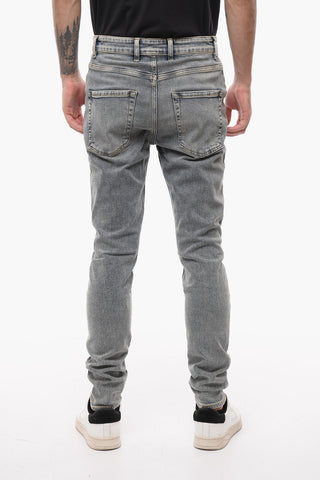 Stretch Denim Slim Fit Distressed Jeans 14cm