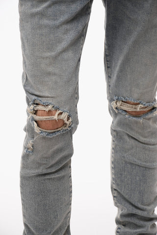 Stretch Denim Slim Fit Distressed Jeans 14cm