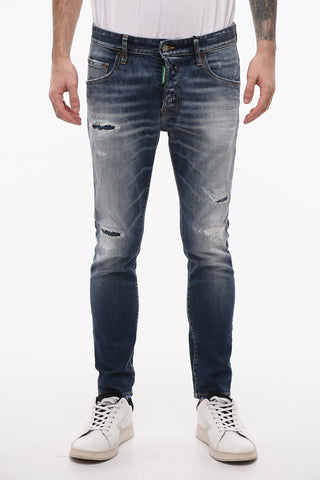 ONE LIFE ONE PLANET Distressed SKATER Denims with Skinny-fit 15cm