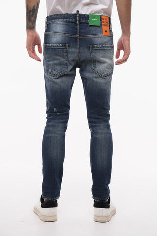ONE LIFE ONE PLANET Distressed SKATER Denims with Skinny-fit 15cm