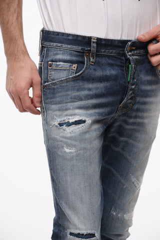 ONE LIFE ONE PLANET Distressed SKATER Denims with Skinny-fit 15cm