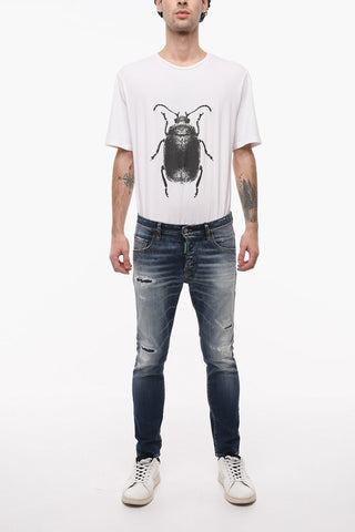 ONE LIFE ONE PLANET Distressed SKATER Denims with Skinny-fit 15cm