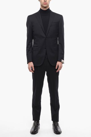 Tweed Virgin Wool Lined Suit with Flap Pockets