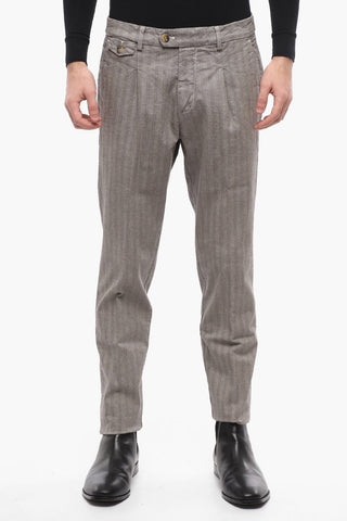 Herringbone Cotton Blend Smoth Fit Chinos Pants