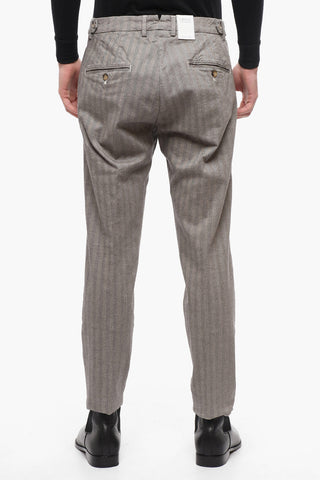 Herringbone Cotton Blend Smoth Fit Chinos Pants