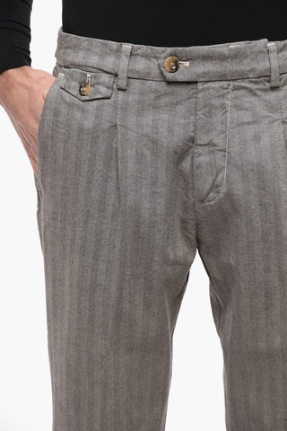Herringbone Cotton Blend Smoth Fit Chinos Pants