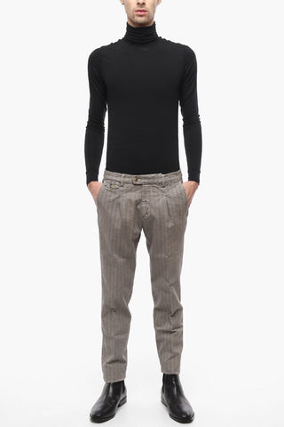 Herringbone Cotton Blend Smoth Fit Chinos Pants