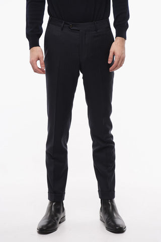 Pantlaoni in Lana Herringbone ACADEMY con Risvolto