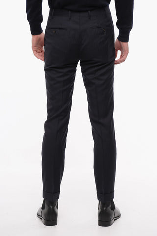 Pantlaoni in Lana Herringbone ACADEMY con Risvolto