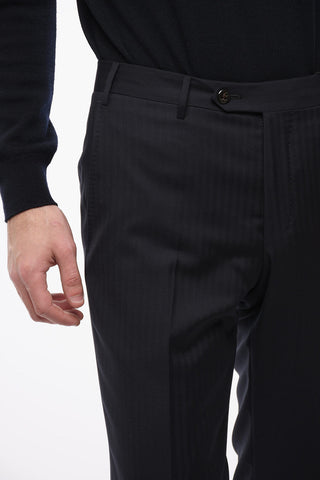 Pantlaoni in Lana Herringbone ACADEMY con Risvolto
