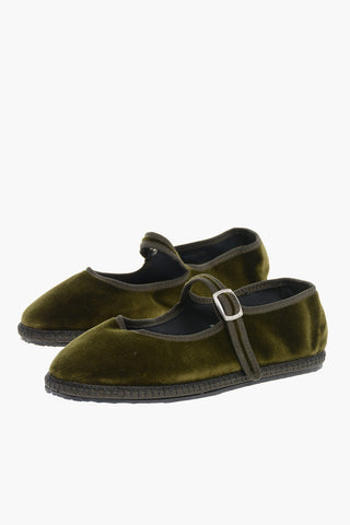 Solid Color Velvet Mary Jane Ballet Flats