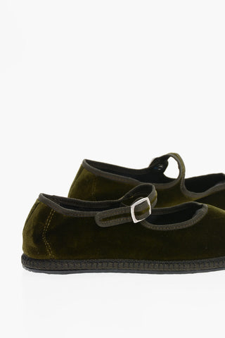 Solid Color Velvet Mary Jane Ballet Flats