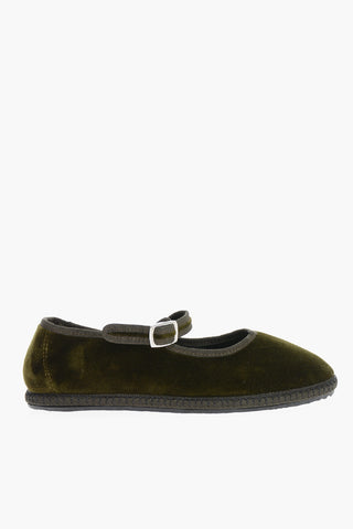 Solid Color Velvet Mary Jane Ballet Flats