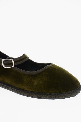 Solid Color Velvet Mary Jane Ballet Flats