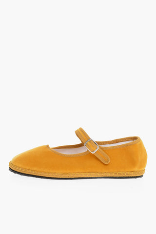 Solid Color Velvet Mary Jane Ballet Flats