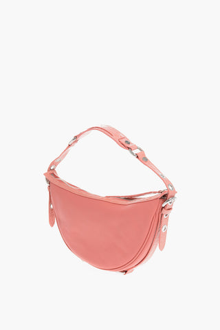 Textured leather GIB Shoulder Bag with Crocodile Effect and Studs Details
