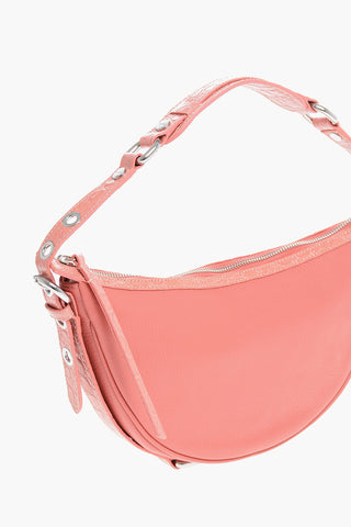 Textured leather GIB Shoulder Bag with Crocodile Effect and Studs Details
