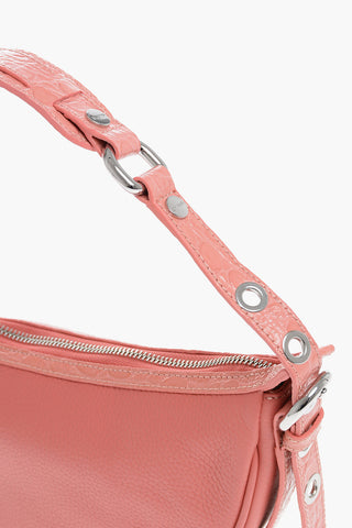 Textured leather GIB Shoulder Bag with Crocodile Effect and Studs Details