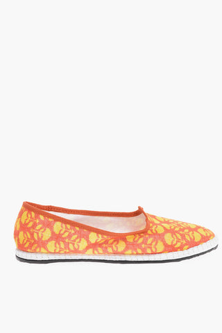 Patterned Fabric Furlane with Rubber Sole