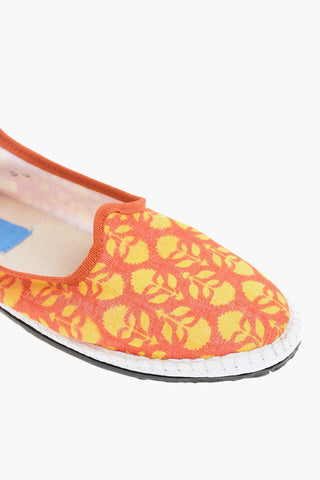 Patterned Fabric Furlane with Rubber Sole