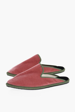 Sabot In Velour con Finiture a Contrasto