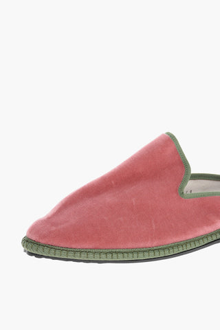 Sabot In Velour con Finiture a Contrasto