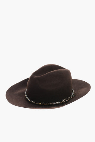 Wool Fedora Hat with Leather Studs Strap
