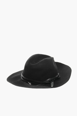 Cappello Fedora in Lana con Cinturino in Pelle