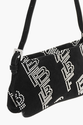 Borsa a Spalla Rettangolare DULCE in Camoscio con Cristalli