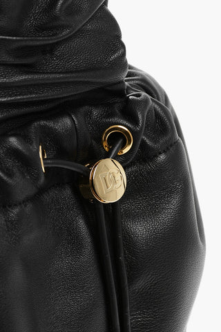 Saffiano Leather Bucket Bag with Ruched Handle