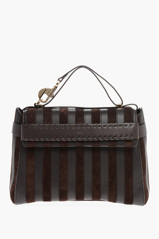 Borsa a spalla in Suede con Dettagli Intrecciati