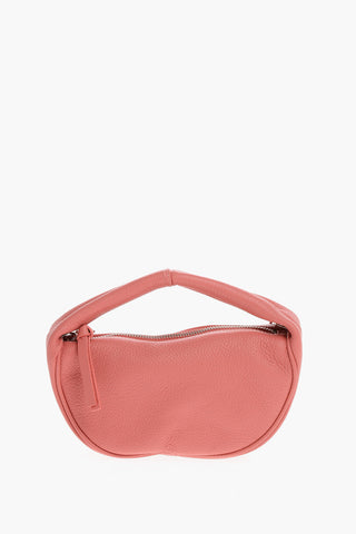 Textured Leather BABY CUSH Hand Bag with Silver Metal Chain