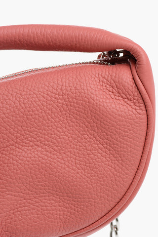 Textured Leather BABY CUSH Hand Bag with Silver Metal Chain