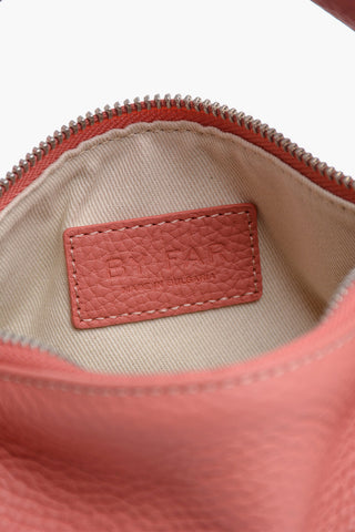 Textured Leather BABY CUSH Hand Bag with Silver Metal Chain