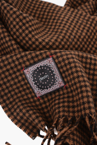 Houndstooth- Motif Wool and Cashmere Scarf 