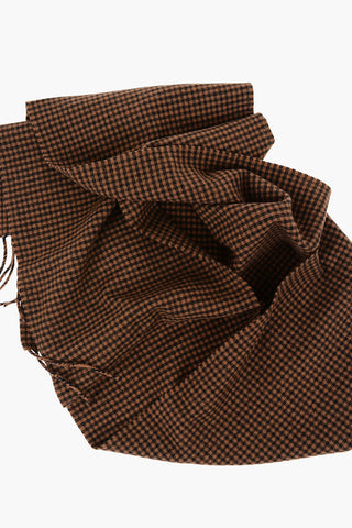 Houndstooth- Motif Wool and Cashmere Scarf 